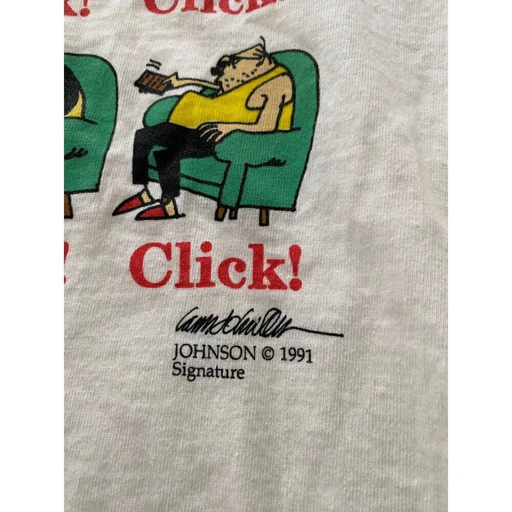 Vintage 1990s Johnson Signature Click Cartoon T-shirt, 1991, Size Large, USA - Picture 4 of 8